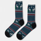Weihnachts-Hässlich-Pullover-Strickmuster-Festtage Socken (Linkes Detail)