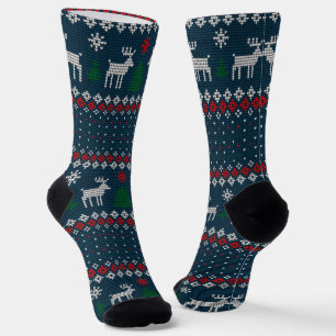 Weihnachts-Hässlich-Pullover-Strickmuster-Festtage Socken