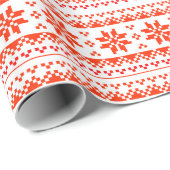 Weihnachts hässliche Pullover Schneeflocke rot Geschenkpapier (Rolleneckpunkt)