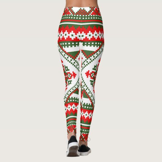 Weihnachts hässliches Pullover-Muster Leggings (Rückseite)