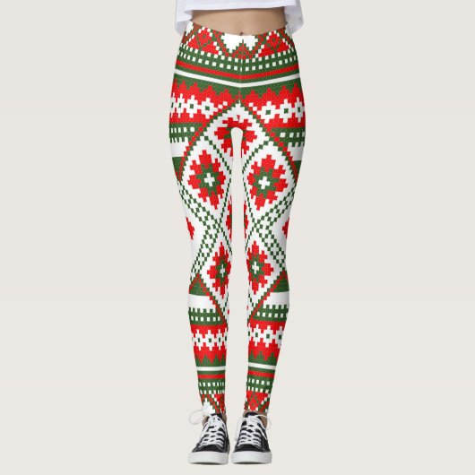 Weihnachts hässliches Pullover-Muster Leggings (Vorderseite)