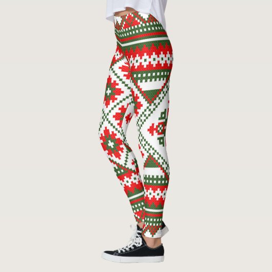 Weihnachts hässliches Pullover-Muster Leggings (Links)