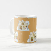 Weihnachts-Haus-Muster - brauner Hintergrund Kaffeetasse (Vorderseite Links)