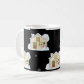 Weihnachts-Haus-Muster - Schwarzer Hintergrund Kaffeetasse (Vorderseite Links)