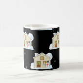 Weihnachts-Haus-Muster - Schwarzer Hintergrund Kaffeetasse (Mittel)