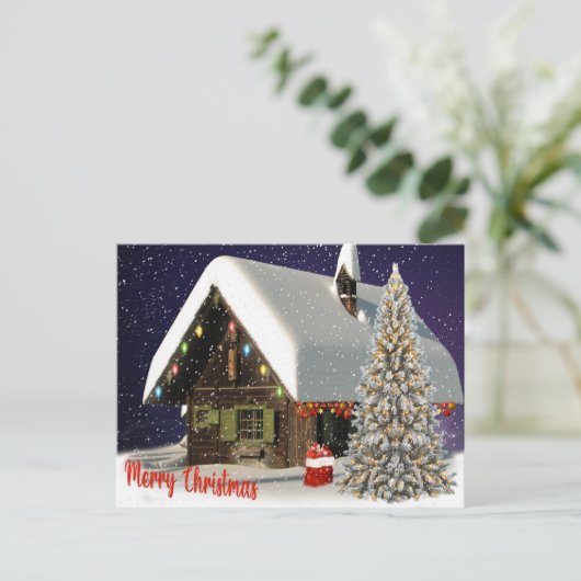 Weihnachts-Haus Postkarte (Stehend Vorderseite)