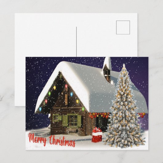 Weihnachts-Haus Postkarte (Vorne/Hinten)