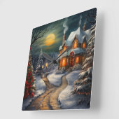 Weihnachts-Haus-Uhr Quadratische Wanduhr (Winkel)