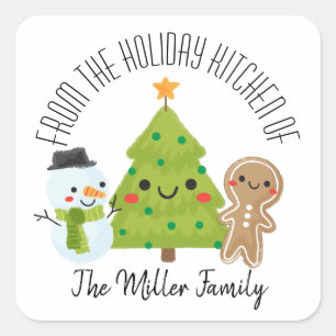 Weihnachts hausgemachte Backetiketten Quadratischer Aufkleber