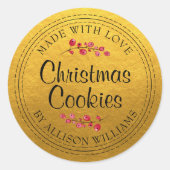 Weihnachts-hausgemachte Cookies Gold-Jar-Label Runder Aufkleber (Vorderseite)