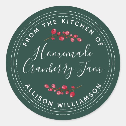 Weihnachts hausgemachte Cranberry Jam Can Dark Gre Runder Aufkleber (Vorderseite)