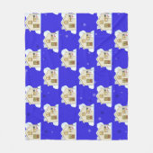 Weihnachts-Hausmuster - Blauer Hintergrund  Fleecedecke (Vorderseite)