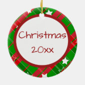 Weihnachts Haustier Foto Grün Rot Personalisiert Keramikornament (Hinten)