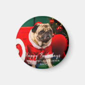 Weihnachts Haustier Hund Welpe Foto Happy Pawliday Magnet (Vorne)