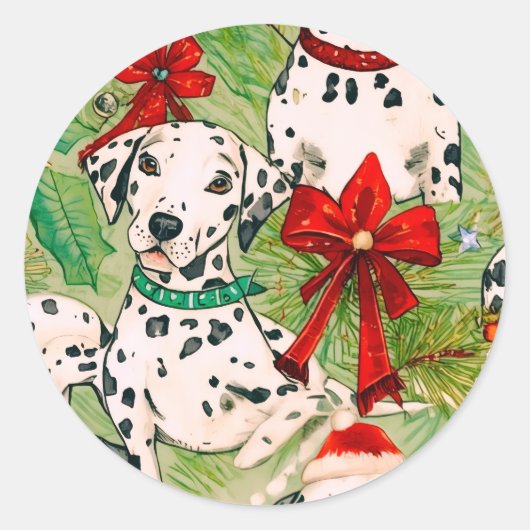 Weihnachts-Haustier  Runder Aufkleber (Vorderseite)