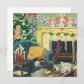 Weihnachts-Haustiere im Wohnzimmer Einladung (Vorne/Hinten)