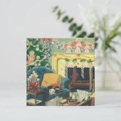 Weihnachts-Haustiere im Wohnzimmer Einladung (Stehend Vorderseite)