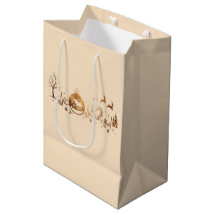 Weihnachts-Heartbeat-Feiertagsdesign Mittlere Geschenktüte