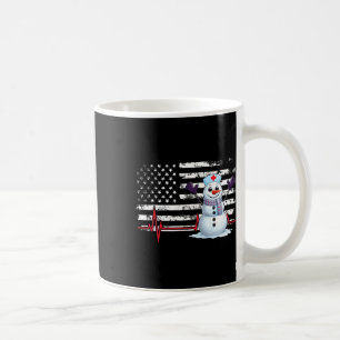 Weihnachts-Heartbeat Nurse Snowman American Flag N Kaffeetasse