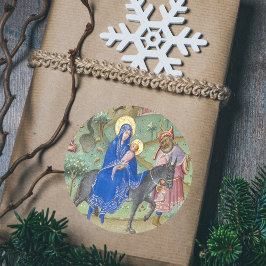 Weihnachts Heilige Familie Fliegen nach Ägypten Mi Runder Aufkleber