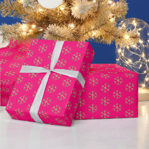 Weihnachts heiß rosa Fuchsia Gold Schneeflocken e Geschenkpapier