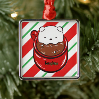 Weihnachts-Heiße-Schokolade-Bär-Candy-Cane-Streife Ornament Aus Metall