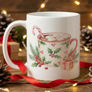 Weihnachts-Heiße-Schokolade-Pfefferminz-Wasserfarb Kaffeetasse