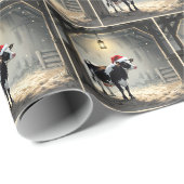 Weihnachts-Hereford-Kuh im Scheunentor Geschenkpapier (Rolleneckpunkt)