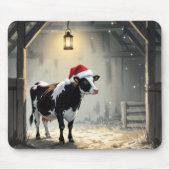 Weihnachts-Hereford-Kuh im Scheunentor Mousepad (Vorne)