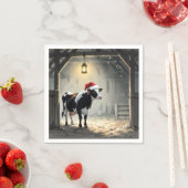 Weihnachts-Hereford-Kuh im Scheunentor Serviette (Beispiel)