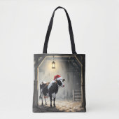 Weihnachts-Hereford-Kuh im Scheunentor Tasche (Vorderseite)