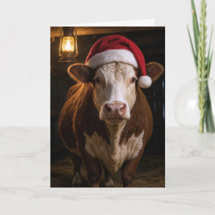Weihnachts-Hereford-Kuh im Stall Karte
