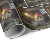 Weihnachts-Hereford-Kuh in einer Scheune Geschenkpapier (Rolleneckpunkt)