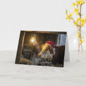 Weihnachts-Hereford-Kuh in einer Scheune Karte (Gelbe Blume)