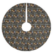 Weihnachts-Hereford-Kuh in einer Scheune Polyester Weihnachtsbaumdecke (Vorderseite)