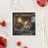 Weihnachts-Hereford-Kuh in einer Scheune Serviette (Beispiel)