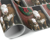 Weihnachts-Hereford-Kuh und Kalb Geschenkpapier (Rolleneckpunkt)
