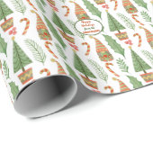 Weihnachts-Herz-Gnome-Muster mit Candy Canes Geschenkpapier (Rolleneckpunkt)