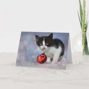 Weihnachts-Herz-Ornament Kitten Feiertagskarte