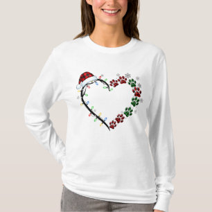 Weihnachts-Herz-Pfote   Süßer Feiertag-Hundefan T-Shirt