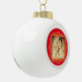 Weihnachts-Herz-Rahmen-Foto Personalisiertes Gesch Keramik Kugel-Ornament (Links)