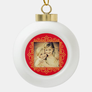 Weihnachts-Herz-Rahmen-Foto Personalisiertes Gesch Keramik Kugel-Ornament