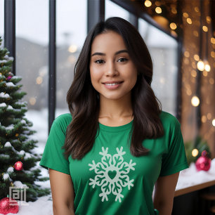 Weihnachts-Herz-Schneeflocke Verziert Klassisch T-Shirt
