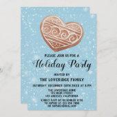 Weihnachts Herzkeks Feiertag Party Blue Snow Einladung (Vorne/Hinten)