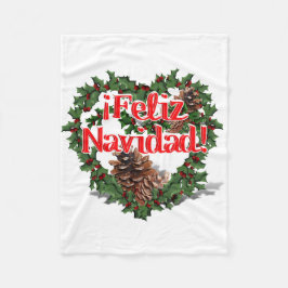 Weihnachts-Herzkranz (Feliz Navidad) Fleecedecke