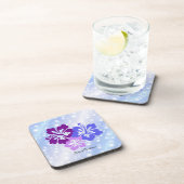 Weihnachts-Hibiskus in Schattierungen Lila Getränkeuntersetzer (Rechte Seite)