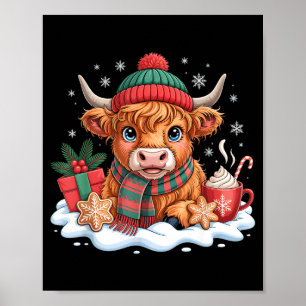 Weihnachts Highland-Kuh Niedliche Färse Kuh Weihna Poster