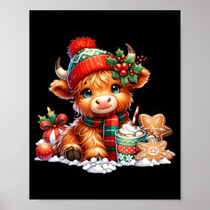 Weihnachts Highland-Kuh Süße Färse Kuh Weihnachtsm Poster