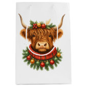 Weihnachts Highland-Rind Mittlere Geschenktüte (Vorderseite)