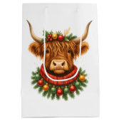 Weihnachts Highland-Rind Mittlere Geschenktüte (Rückseite)